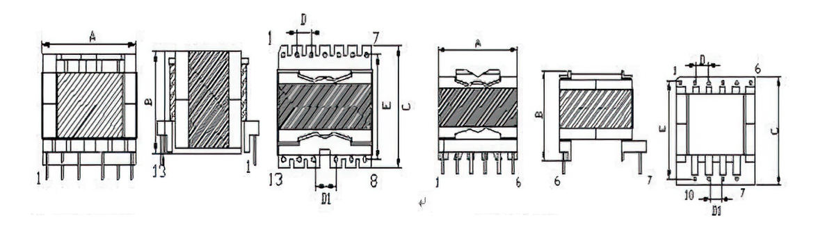 PQ型高频变压器产品结构图